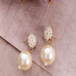 UNIVERSITY TRENDZ Gold-Plated Pearl Studded Drop Earrings-27