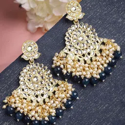 KARATCART Blue Contemporary Drop Earrings-image-60