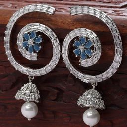 KARATCART Silver-Plated Contemporary Drop Earrings-picture-9
