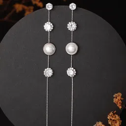 Jazz and Sizzle Silver-Plated Beaded Floral Drop Earrings-picture-44