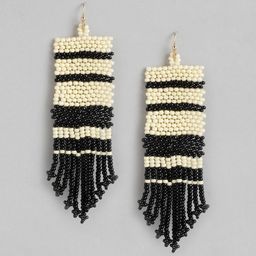 RICHEERA Black & Off White Contemporary Drop Earrings-23