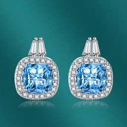 Designs & You Silver-Plated Cubic Zirconia Studded Contemporary Drop Earrings-3