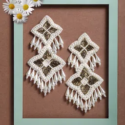 VOGUE PANASH White Contemporary Drop Earrings-picture-40