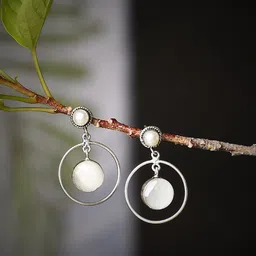Bamboo Tree Jewels Silver-Plated Contemporary Drop Earrings-image-7
