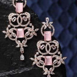 KARATCART Rose Gold-Plated Contemporary Drop Earrings-image-13