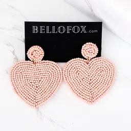 Bellofox Pink Beaded Heart Shaped Drop Earrings-image-11