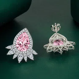 Designs & You Silver-Plated CZ Studded Studs Earrings-52