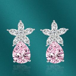 Designs & You Silver-Plated CZ Studded Contemporary Drop Earrings-36