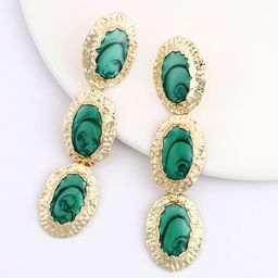 Bellofox Gold Plated Green Contemporary Drop Earrings-image-87