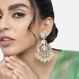 I Jewels Green Contemporary Drop Earrings-26