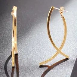 LUCKY JEWELLERY Gold Plated Contemporary Drop Earrings-48