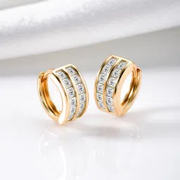 Peora Gold Plated Cubic Zirconia Circular Hoop Earrings-image-51