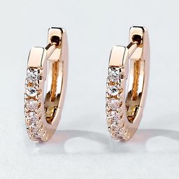 Peora Rose Gold-Plated Contemporary American Diamond Studded Hoop Earrings-8
