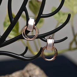 Maansh Rose Gold-Plated Contemporary Drop Earrings-52