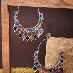 ATIBELLE Silver-Plated Contemporary Hoop Earrings-9