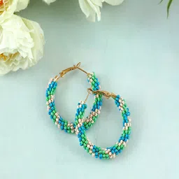 UNIVERSITY TRENDZ Multicolor Beaded Hoop Earrings-image-67