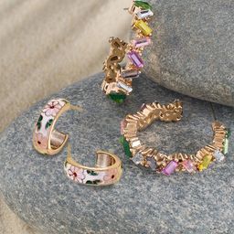 Zaveri Pearls Set Of 2 Gold-Plated Contemporary Hoop Earrings-37