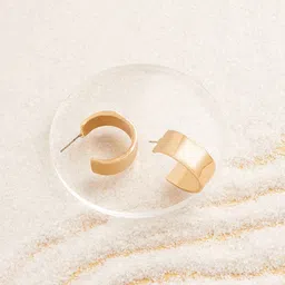 AMI Gold-Plated Contemporary Half Hoop Earrings-12