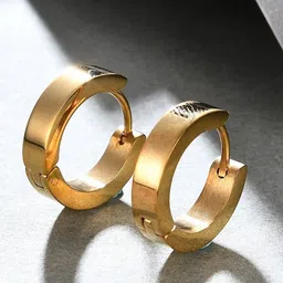 VIEN Men Gold-Plated Contemporary Hoop Earrings-image-97