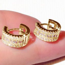 Designs & You Gold Plated American Diamond Studded Contemporary Hoop Earrings-22