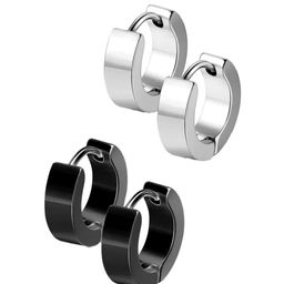 KARISHMA KREATIONS Unisex Set Of 2 Stainless Steel Circular Shaped Hoop Earrings-12
