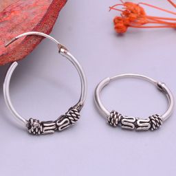 Abhooshan 92.5 Sterling Silver Silver-Plated Contemporary Hoop Earrings-image-71