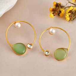 Silvermerc Designs gold-Plated Studded Contemporary Drop Earrings-52