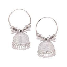 Keviv Gold-Plated Kundan Studded Contemporary Hoop Earrings-image-59
