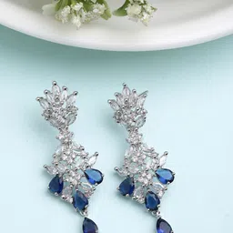 DressBerry Blue Silver-Plated Spiked Drop Earrings-image-15