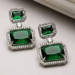 Kennice Rhodium-Plated Square Drop Earrings-3