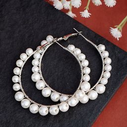 ATIBELLE German Silver Circular Beaded Hoop Earrings-29