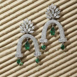ZENEME Rhodium-Plated Quirky Drop Earrings-13
