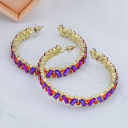 Bellofox Purple & Red Gold-Plated Hoop Earrings-image-73