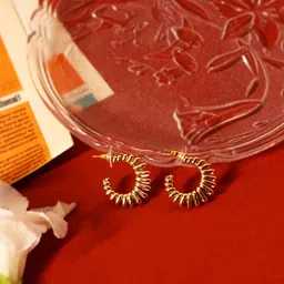 VIRAASI Gold-Plated Quirky Half Hoop Earrings-image-32