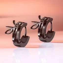 VIEN Unisex Stainless Steel Cubic Zirconia Contemporary Hoop Earring-30