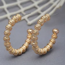 Bohey by KARATCART Gold-Plated Contemporary Half Hoop Earrings-3