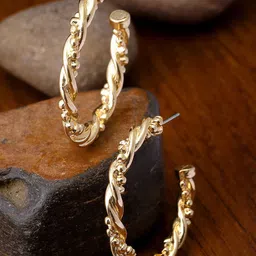 Bohey by KARATCART Gold-Plated Contemporary Half Hoop Earrings-image-23