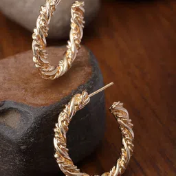 Bohey by KARATCART Gold-Plated Contemporary Half Hoop Earrings-5