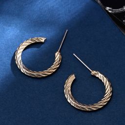 VIRAASI Gold-Plated Contemporary Half Hoop Earrings-36