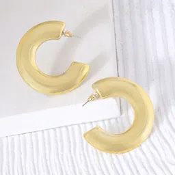 JOKER & WITCH Gold-Plated Contemporary Half Hoop Earrings-17