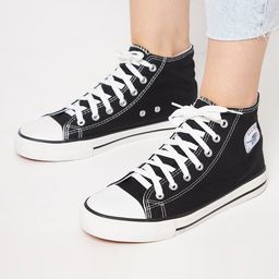 MOZAFIA Women Canvas Lace-up Casual High Top Sneakers-47