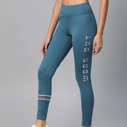 Alcis Women Teal Blue Printed Detail Tights-image-34