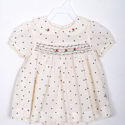 BAESD Infants Polka Dot Print Peter Pan Collar Puff Sleeves Cotton Empire Dress-image-29