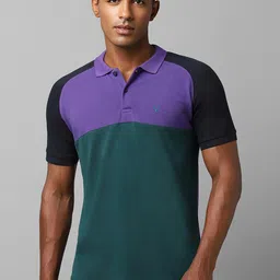 Allen Solly Colourblocked Polo Collar Pure Cotton T-shirt-image-14