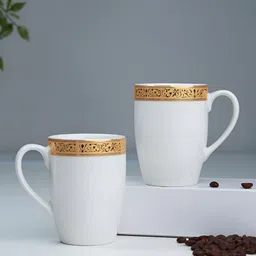 Vola Global LLP Scarlet White 2 pieces Porcelain With Border Glossy Cups 230 ML Each-12