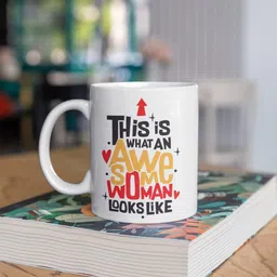 Oye Happy White & Black Printed Ceramic Glossy Mugs-37