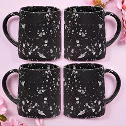MITHILA Handicrafts Black 4Pcs Dish Washer Solid Ceramic Matte Cups 280 ml-image-17