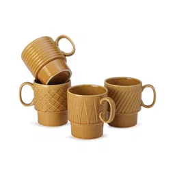 BODHI HOUSE Brown 4 Pieces Ceramic Dishwasher and Microwave Safe Glossy Cups-27