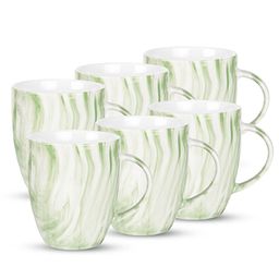 Treo Green Set Of 6 Marble Printed Mugs- 240 ml Each-27
