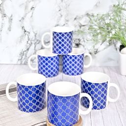 Femora Blue & White Printed 6 Pieces Printed Ceramic Matte Cups 180 ml-17